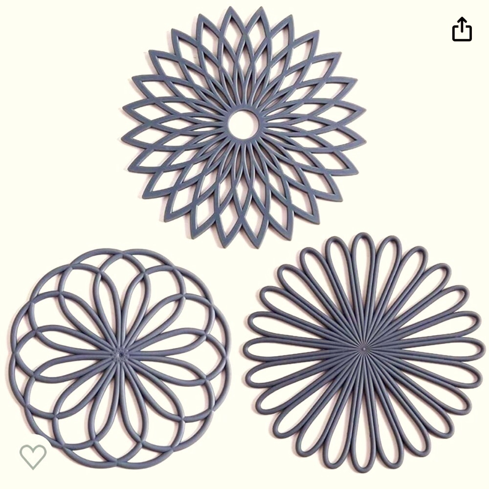 Set of 3 Silicone Trivets - Hot Pot Holder Hot Pads - Table & Countertop - Grey